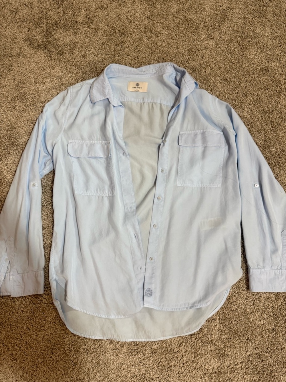Aritzia Babaton Light Blue Casual Button-Down Shirt